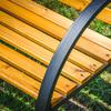Wooden garden bench, cemetery bench, metal park bench with backrest, large