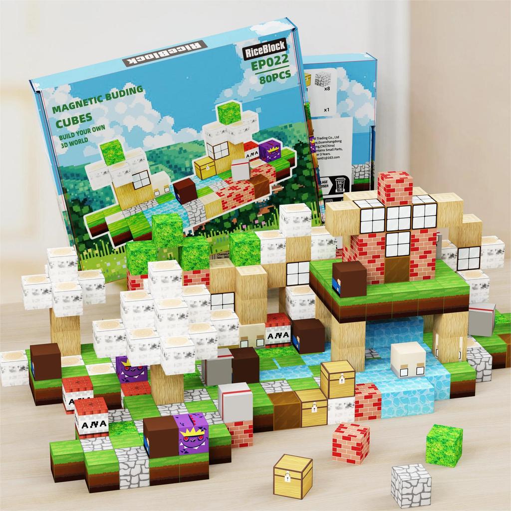 Магнитные кубики Игрушки для мальчиков и девочек Возраст 3-4 4-5 6-8STEM Игрушки для малышей Подарки для детей от 3 лет80 ШТ Строительные игрушки