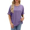 Summer New Women's T-shirt Solid Color Round Neck Loose Short-sleeved T-shirt Tops