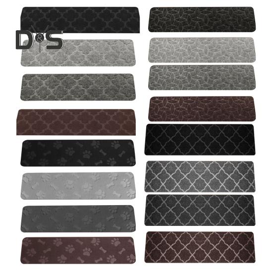 Non-Slip Stair Mat Self-adhesive Strong Adhesion Easy Installation No Cutting Reusable Different Embossing Stair Floor Treads Washable Dorm Home