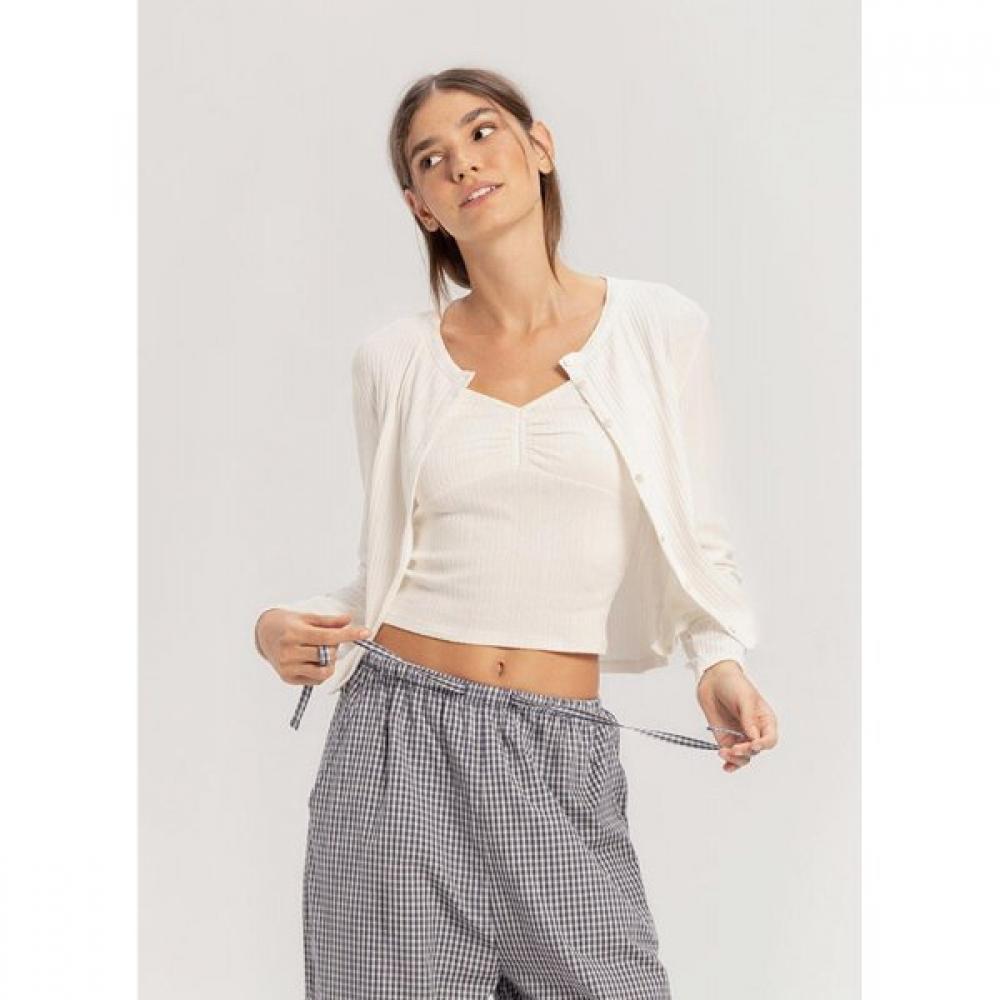 Budhi Mudra Pointelle Cardigan Star White B61002aca40 V10