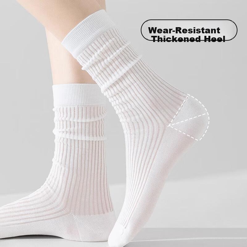Qihaiqiu Disposable Socks Unisex Summer Breathable Mid-Calf Travel Long Tube Training Sports 5 Pairs