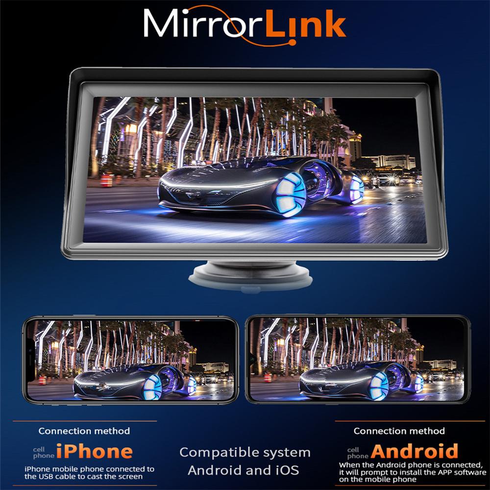 Портативный 7-дюймовый MP5-плеер с поддержкой беспроводного CarPlay, Android Auto, Mirror Link+ и камеры