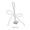 Sweet Bowknot Phone Chain Ornament Heart Beaded Cellphone Pendant Phone Lanyard Bag Charm for Fashionable Individuals