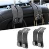 KINIVA Car Seat Headrest Storage Hooks, Set Of 2, Suede PU Leather, Double Hooks (Black)
