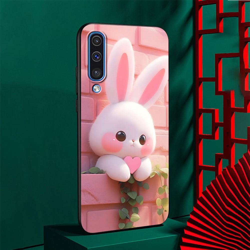 A Cute Rabbit With A Purple Hat Case for Samsung Galaxy A10s A50 A50s A02s A03s A20 A30 A20e A70 A70s A20s A30s A10 Black Cover