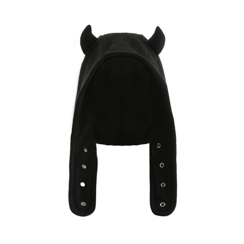 Однотонная шапка с защитой ушей, флисовая шапка, забавная шапка в форме воловьего рога, теплая пушистая зимняя флисовая шапка, подарки на день рождения для взрослых