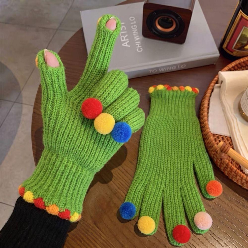 Cycling Winter Cold Proof Knitted Gloves Warm Touchscreen Full Finger Gloves Outdoor