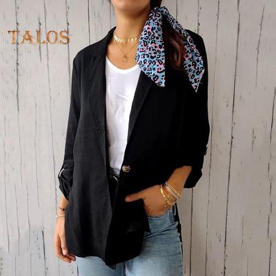 Женский пиджак с лацканами, длинный рукав, одна пуговица, свободный крой, однотонный тонкий рабочий офисный пиджак, рабочая одежда