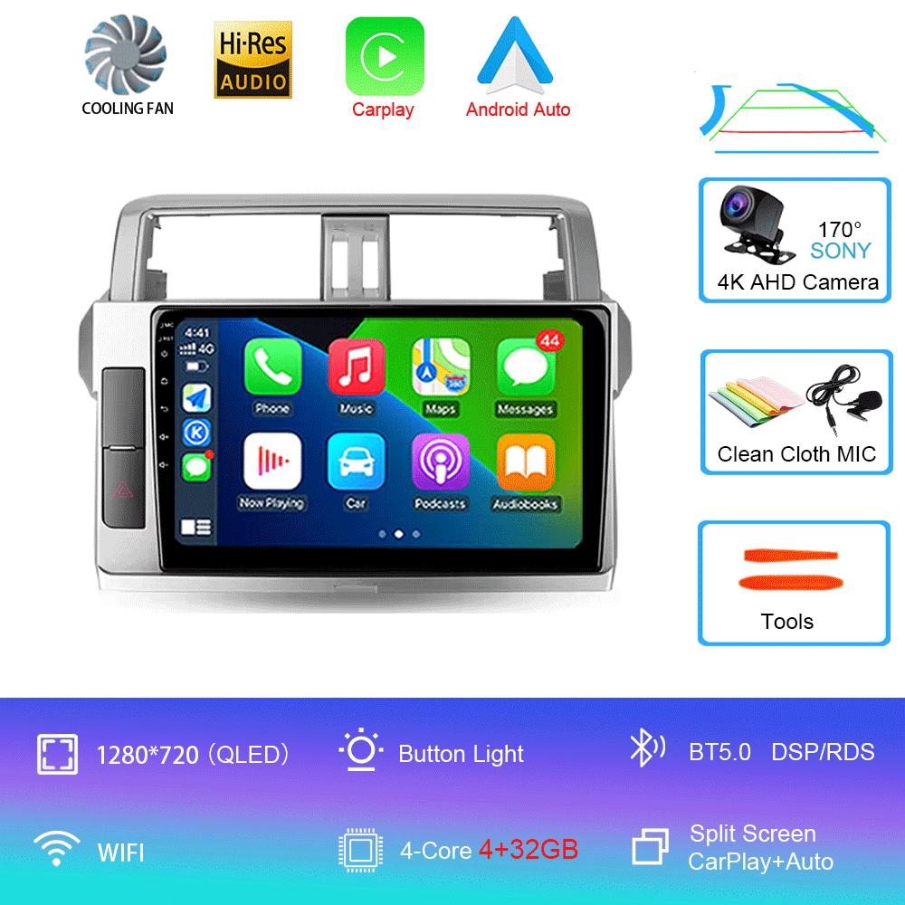 Для Toyota Land Cruiser Prado 150 2013 2014 - 2017 Автомобильное радио Android 14 Навигация Мультимедийный проигрыватель GPS WiFi+4G Видео Carplay