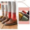 1 пара женских осенне-зимних носков, однотонные, средней длины, толстые, теплые, без запаха, эластичные, противоскользящие, полосатые женские носки до середины икры, впитывающие пот