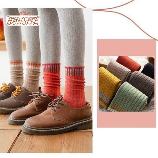 1 пара женских осенне-зимних носков, однотонные, средней длины, толстые, теплые, без запаха, эластичные, противоскользящие, полосатые женские носки до середины икры, впитывающие пот