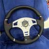 M 14inch Classic Silver Bracket Leather Steering Wheel Racing 350mm Car Sport