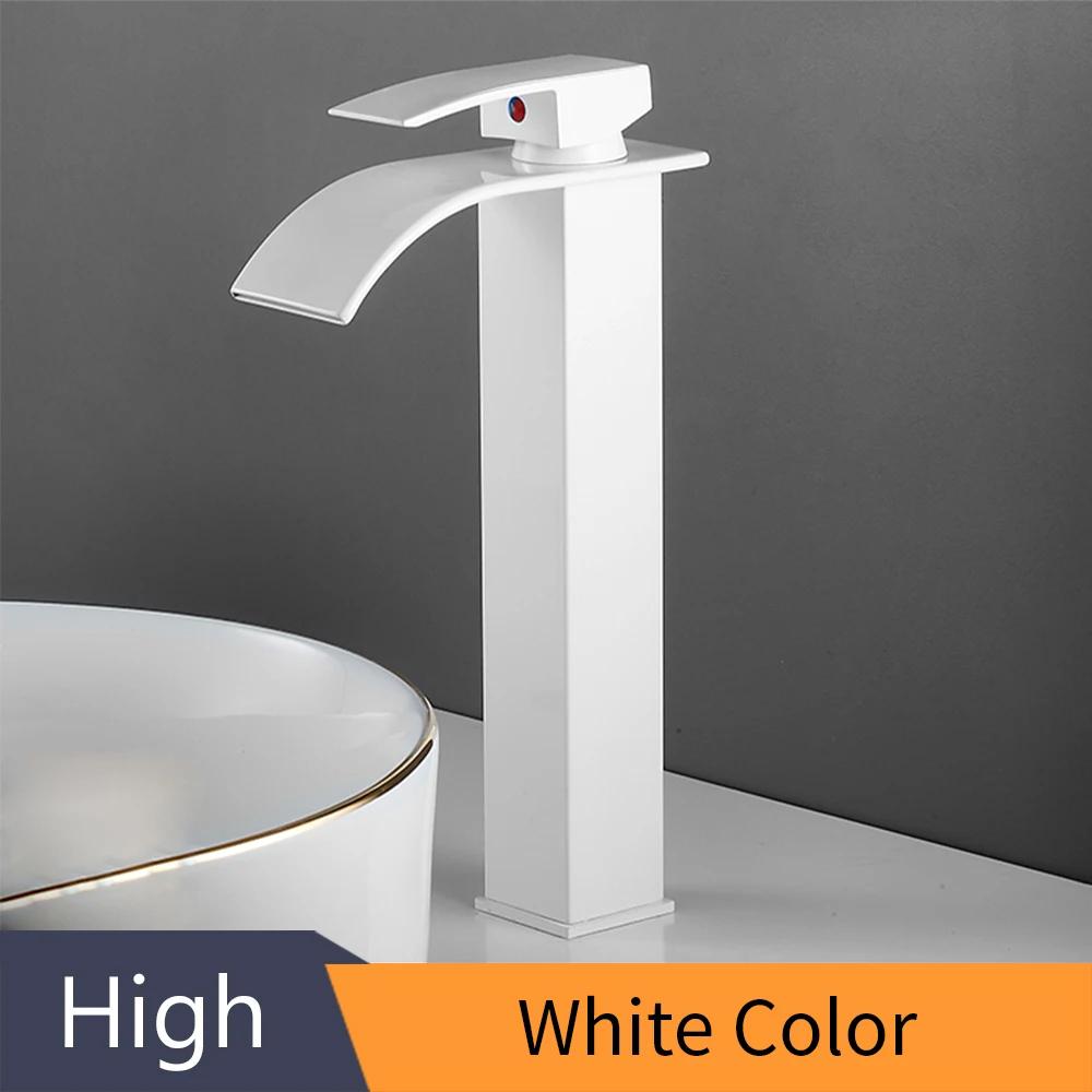 Gold Basin Faucet Deck Mounted Single Lever Bathroom Crane Waterfall Brass Bathroom Tap Hot Cold Water Mixer Taps 503