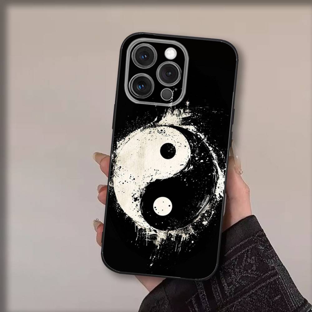Чехол для телефона с изображением рыбы Кои Инь-Ян для iPhone 17,16,15,14,13,12,11,Pro,Max,Plus,Air,X,XS,XR,SE,8,7,Mini, Мягкий Черный Funda
