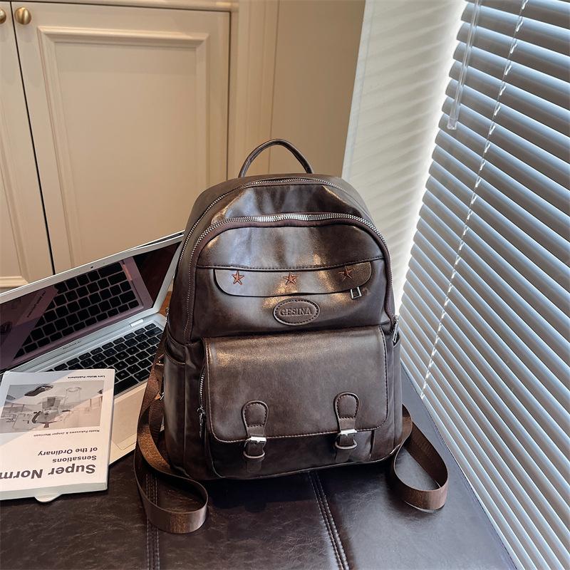 Рюкзак ретро простой текстуры модный рюкзак тренд для поездок на работу и отдыха для выхода в свет женская сумка