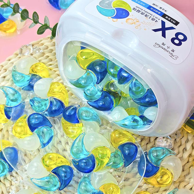 36 шт. Четырехкамерные капсулы стирального порошка: Ароматические гранулы, Уход за руками, Удаление пятен, Стойкий аромат, Прачечные гранулы 4-в-1.