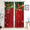 Festive Christmas Ball Conifer Red Curtains Semi-Blackout and Heat Insulation for Bedroom Living Room Door Decor Machine Wash