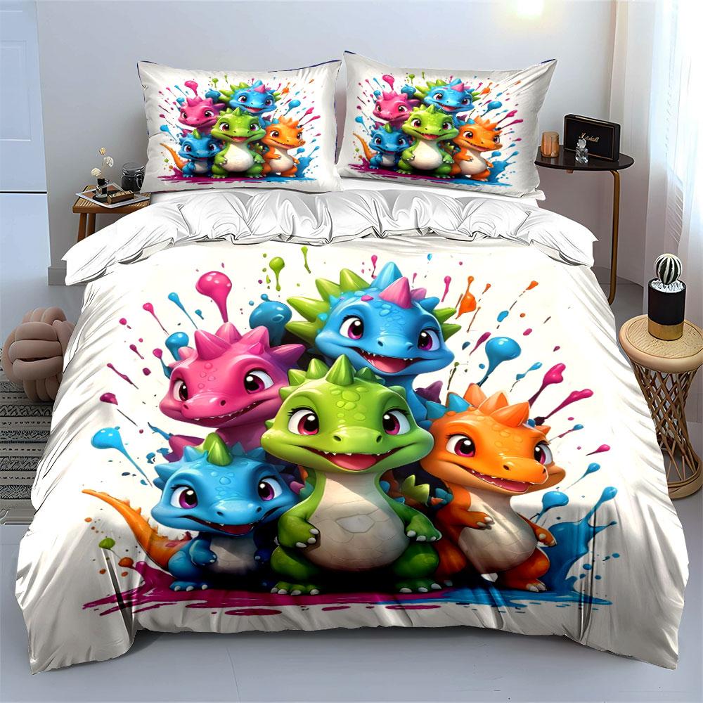 Colorful cartoon dinosaurs. Bedding sets Duvet cover sets Duvet covers Pillowcases(1*Duvet Cover 2*Pillowcases without duvet insert)