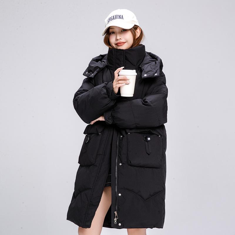 New Ladies Long Cotton-padded Jacket Plus Size Temperament Bread Clothing Loose Hooded Cotton Coat In Autumn and Winter.