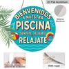 2D Flat, 1pc Vintage Spanish Welcome to the Pool Sign - 7.87x7.87 Inch Round Aluminum Wall Decor Suitable for Pool Areas, Beach Houses, Resorts
