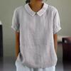 Loose Collar Shirt, Women's Short Sleeved Pure Cotton Top