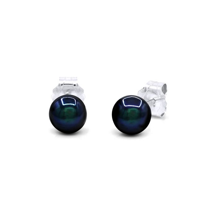 Boucles d'oreilles - PEARLS & COLORS - Pearls & Colors - Perle d'eau douce 5-6 mm - Bleu - Argent 925