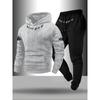 Мужской комплект Street Wear: Худи с принтом в виде букв, карманом-кенгуру и капюшоном на шнурке, и спортивные брюки на шнурке, Полный молодежной атмосферы