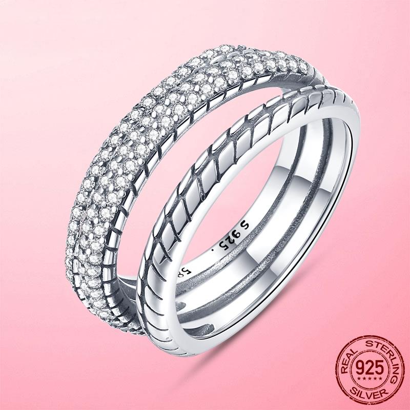 925 Silver Stackable Infinite Heart Daisy Flower Ring For Women Girl Original Silver 925 Rings Jewelry Gift