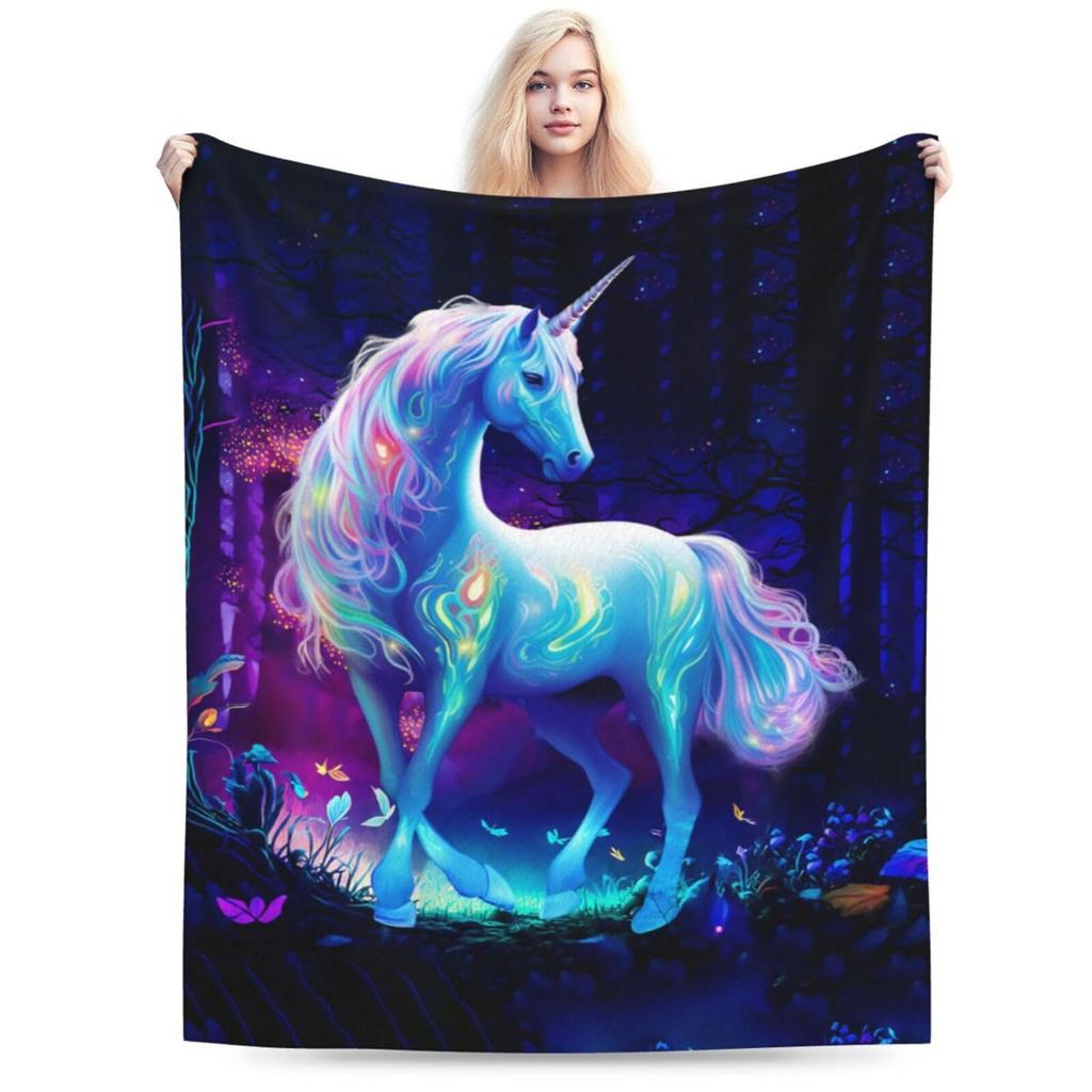 Unicorn Blanket: 50x60 Inches Soft Plush Fleece - Cozy Warmth Decorative Throw for Kids Girls Adults Sofa Bed Home Decor