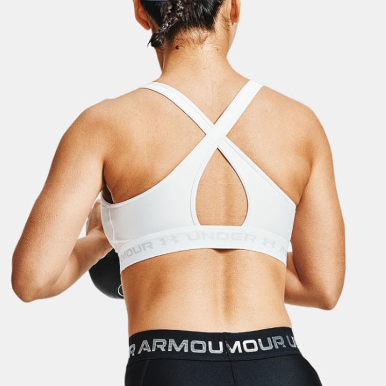 Under Armour Crossback Medium Support Sports Bra Women Underwear White 1361034-100
