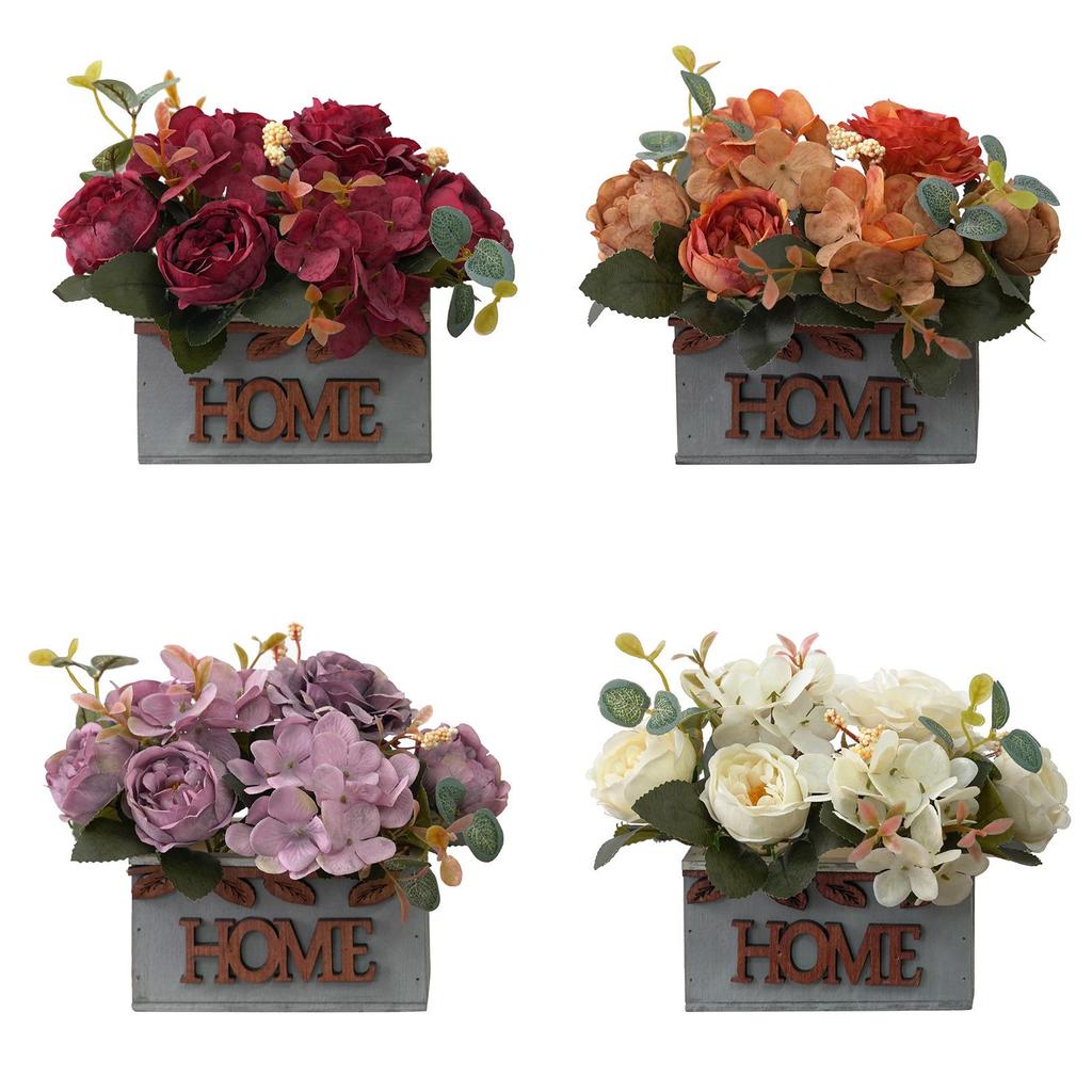 Artificial Peony Flower In Pot With Silk Material For Table Centerpiece And Event Decor