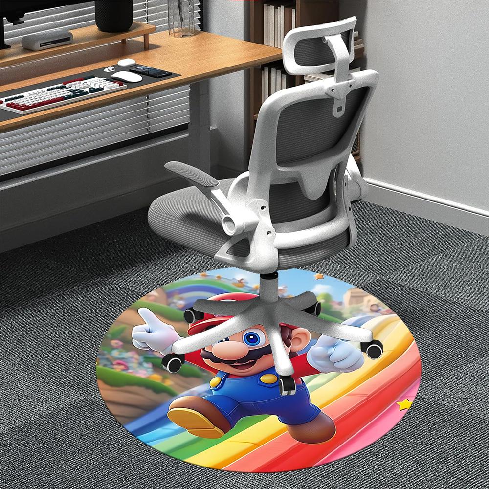 1PC Mario Adventure Office Round Area Rug, Indoor Mat Suitable For Office, Under Office Chairs Bedroom Living Room Home Decor DT1212028