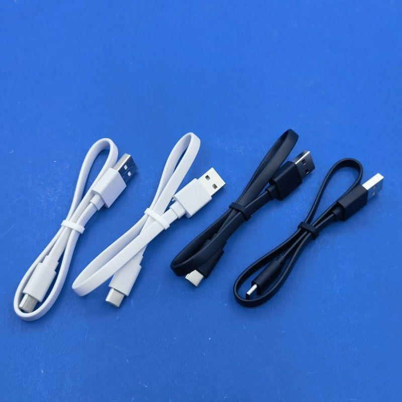 Type-C USB2.0 PVC Material Pure Copper Charging Cable 30cm Flat Cable Black White Two Colors 3A Fast Charge for Android Phone