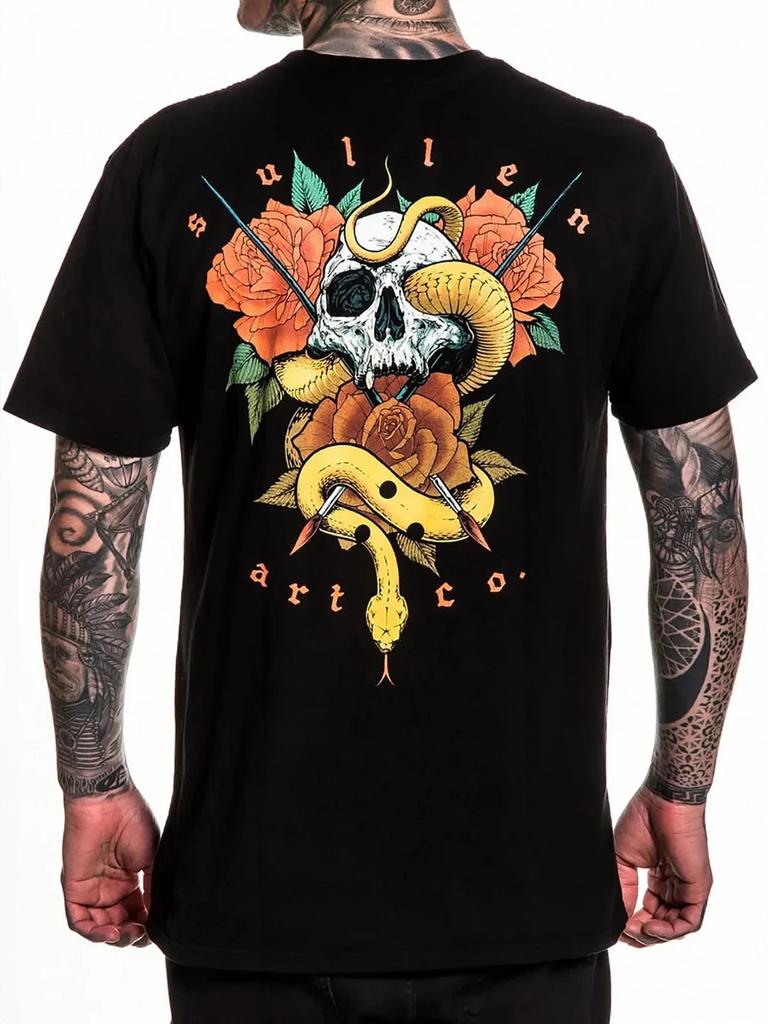 Sullen Men's Serpentine Short Sleeve Premium T-shirt Tattoo Skull and Snake Tee