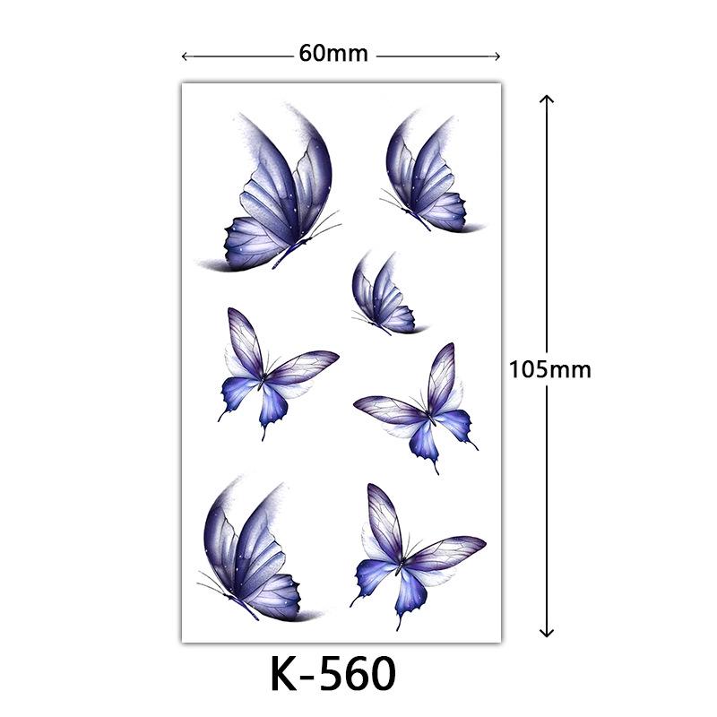 Waterproof Tattoo Stickers: English Letters, Flowers & Butterfly Sketches