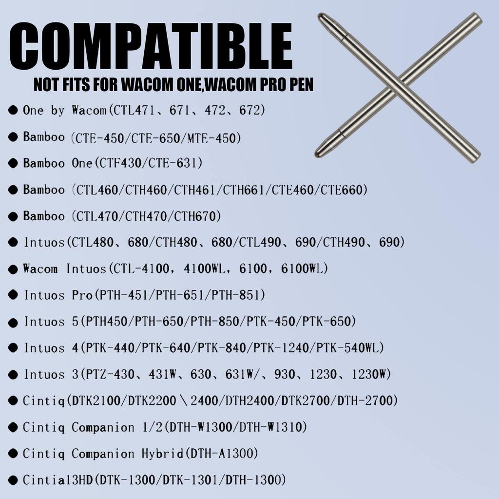 Two-Pack of Wear-Resistant Titanium Alloy Standard Pencil Tips for WACOM and Intuos Series Pens. Replacement Refill Tips Compatible with WACOM