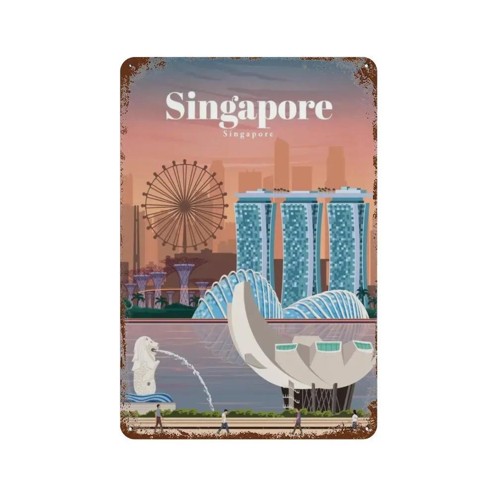 Амстердам Лондон Исландия Бали Путешествия Плакат Металлическая Жестяная Вывеска Табличка Ретро Таблички Для Клуба Человек Пещера Бар Отель Домашний Кафе Настенный Декор