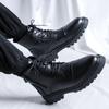 2025 British Mid-top Leather Boots Men's High-top Black Martin Boots Thick-soled Lace-up Short Boots 2910-R