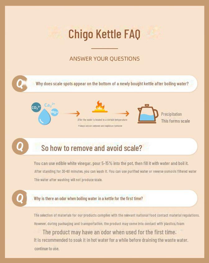 Электрический чайник Chigo из нержавеющей стали с автоматическим отключением и большой емкостью