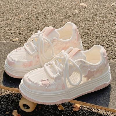 Повседневная платформа, женские весенне-летние сетчатые дышащие маленькие белые туфли, спортивная женская обувь