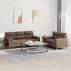 2 Piece Sofa Set with Cushions Brown Fabric