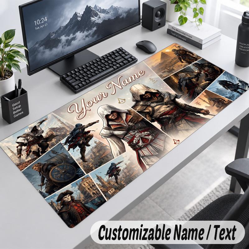 Assassin's Creed Personalized Large Mouse Pad Custom Name Text Extended Desk Mat Gaming Mousepad
