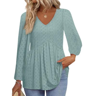 Женская модная повседневная однотонная футболка-пуловер с длинным рукавом