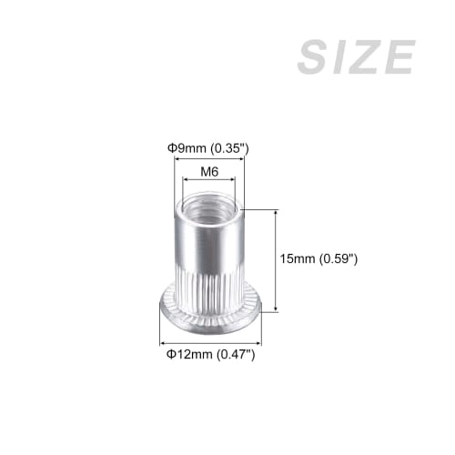 METALLIXITY 50pcs M6 Rivet Nuts, Aluminum Alloy Thread Inserts for Furniture Mechanical Fasteners, Silver Tone