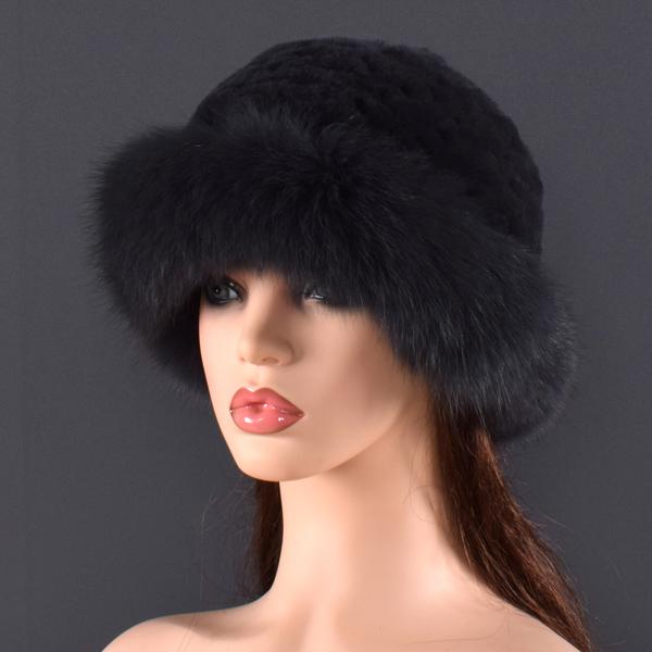 Женская шапка из натурального меха кролика и лисы, защита ушей, пушистая шапка-бини, модная вязаная шапка, теплая зимняя меховая шапка для женщин, для лыж