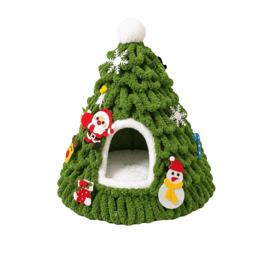 Christmas Tree Design Cat Cave House Warm Cave Bed Xmas Pet Nest Christmas Holiday Gift