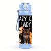 1PC Crazy Cat Lady Pet Graphic,750ml Color Plastic Sports Water Bottle,Leakproof Flip Straw Lid,Suitable for Sports Office Home Use