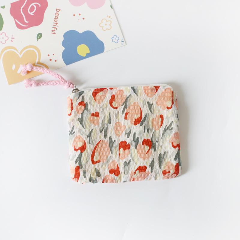 Mini Cotton Floral Organizer Bags for Women Bag Small Fabric Cosmetic Make Up Bag Little Purse Coin Pouch Children Cosmetic Case