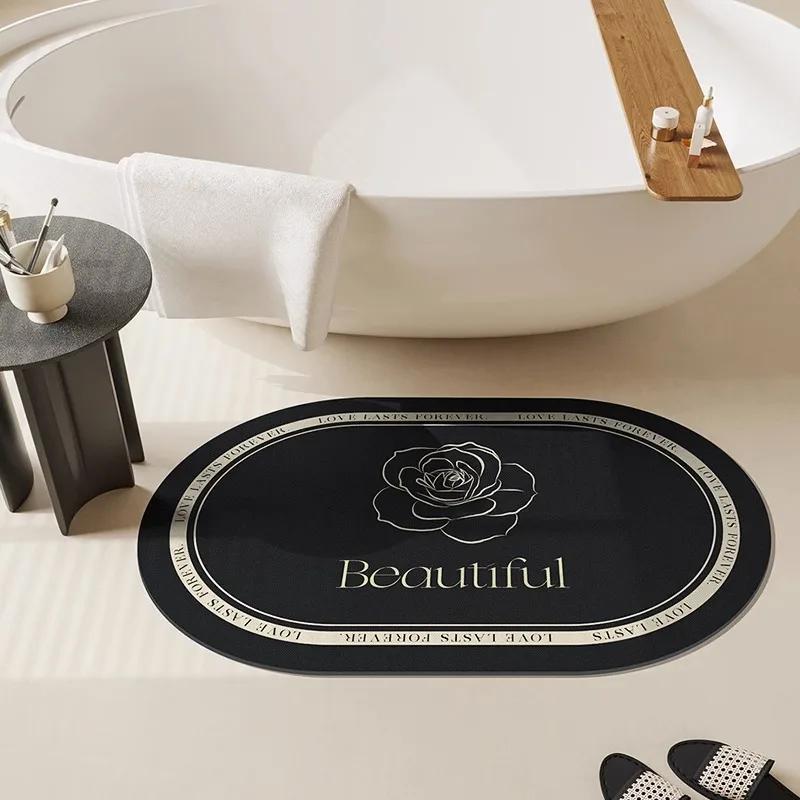 Diatom mud bathroom floor mat, toilet water absorption quick-drying, bath non-slip and anti-drop mat, toilet door floor mat